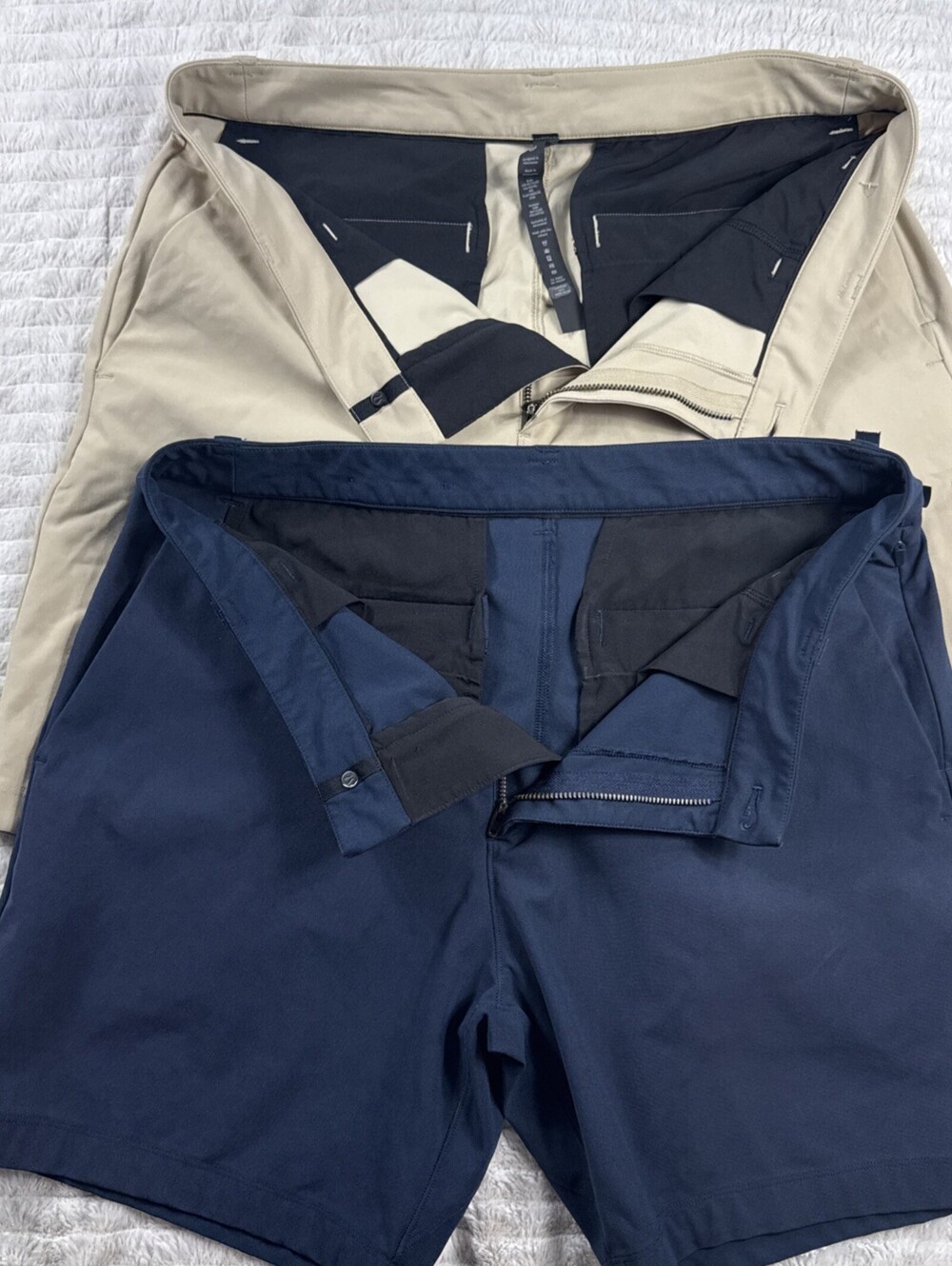 Lululemon Men Commission Golf Shorts Lot of 2 Size 33x9" Tan & 33x7” Blue Casual
